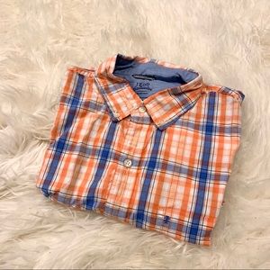 Button up short sleeve shirt - orange gingham